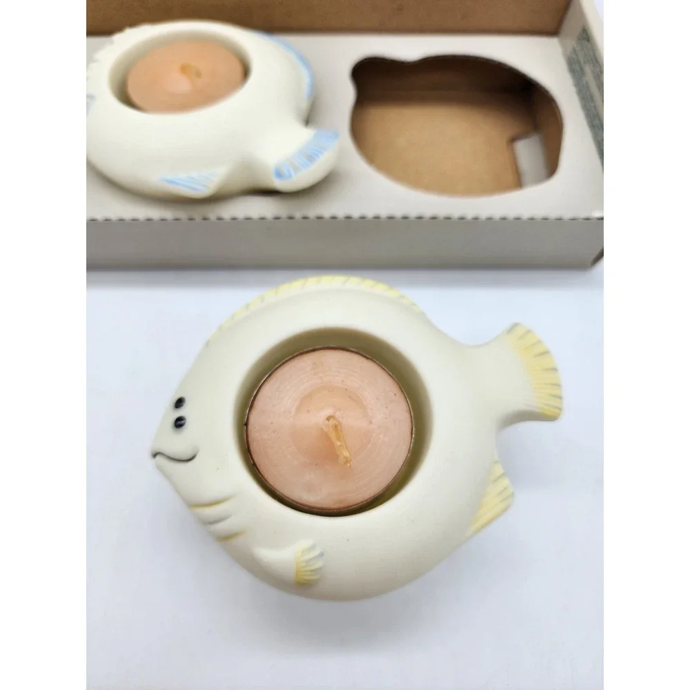 PartyLite Aqua Pals P7144 Fish Tea Light Candle Holder Trio Set with Candles